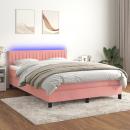 Boxspringbett mit Matratze & LED Rosa 140x190 cm Samt