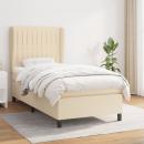 Boxspringbett mit Matratze Creme 100x200 cm Stoff