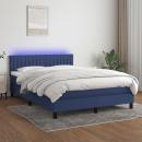 Boxspringbett mit Matratze & LED Blau 140x190 cm Stoff