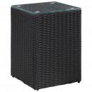 Beistelltisch mit Glasplatte Schwarz 35x35x52 cm Poly Rattan