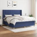 Boxspringbett mit Matratze Blau 160x200 cm Stoff