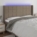 LED Kopfteil Taupe 203x16x118/128 cm Stoff