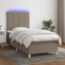 Boxspringbett mit Matratze & LED Taupe 90x200 cm Stoff