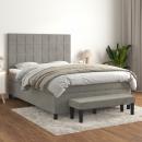 Boxspringbett mit Matratze Hellgrau 140x190 cm Samt