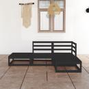 4-tlg. Garten-Lounge-Set Schwarz Massivholz Kiefer