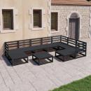 10-tlg. Garten-Lounge-Set Schwarz Massivholz Kiefer