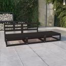 3-tlg. Garten-Lounge-Set Schwarz Massivholz Kiefer