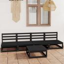 5-tlg. Garten-Lounge-Set Schwarz Massivholz Kiefer