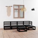 6-tlg. Garten-Lounge-Set Schwarz Massivholz Kiefer