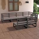 7-tlg. Garten-Lounge-Set Grau Massivholz Kiefer