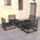 5-tlg. Garten-Lounge-Set Schwarz Massivholz Kiefer