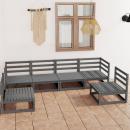 6-tlg. Garten-Lounge-Set Grau Massivholz Kiefer