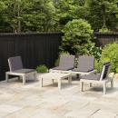 4-tlg. Garten-Lounge-Set mit Kissen Kunststoff Weiß