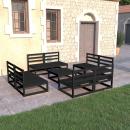 9-tlg. Garten-Lounge-Set Schwarz Massivholz Kiefer