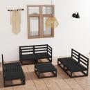 7-tlg. Garten-Lounge-Set Schwarz Massivholz Kiefer