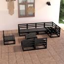 9-tlg. Garten-Lounge-Set Schwarz Massivholz Kiefer