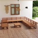 12-tlg. Garten-Lounge-Set Honigbraun Massivholz Kiefer