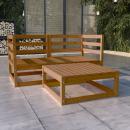 3-tlg. Garten-Lounge-Set Honigbraun Massivholz Kiefer