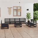 9-tlg. Garten-Lounge-Set Schwarz Massivholz Kiefer