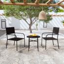 3-tlg. Garten-Essgruppe Poly Rattan Schwarz 