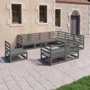 9-tlg. Garten-Lounge-Set Grau Kiefer Massivholz