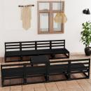 9-tlg. Garten-Lounge-Set Schwarz Massivholz Kiefer