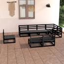 8-tlg. Garten-Lounge-Set Schwarz Massivholz Kiefer