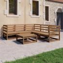 6-tlg. Garten-Lounge-Set Honigbraun Massivholz Kiefer