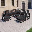 10-tlg. Garten-Lounge-Set Schwarz Massivholz Kiefer