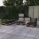 6-tlg. Garten-Lounge-Set Schwarz Massivholz Kiefer