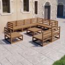 10-tlg. Garten-Lounge-Set Honigbraun Massivholz Kiefer