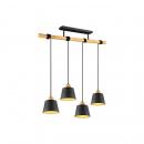 ARDEBO.de Trio Harris Pendelleuchte, 40W, 4 x E27, schwarz-gold / Holz (312700432)