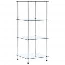 Regal mit 4 Ablagen Transparent 40x40x100 cm Hartglas