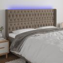 LED Kopfteil Taupe 203x16x118/128 cm Stoff