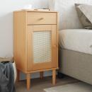 Nachttisch SENJA Rattan-Look Braun 40x35x80cm Massivholz Kiefer