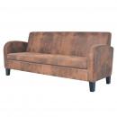 Sofa 3-Sitzer Wildleder-Optik Braun