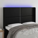 LED Kopfteil Schwarz 147x16x118/128 cm Kunstleder