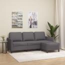 3-Sitzer-Sofa mit Hocker Grau 180 cm Kunstleder