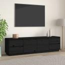 TV-Schrank Schwarz 176x37x47,5 cm Massivholz Kiefer