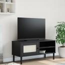 TV-Schrank SENJA Rattan-Optik Schwarz 106x40x49 cm Kiefernholz