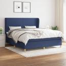 Boxspringbett mit Matratze Blau 180x200 cm Stoff