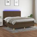 Boxspringbett mit Matratze & LED Dunkelbraun 180x200 cm Stoff