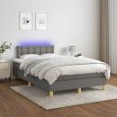 Boxspringbett mit Matratze & LED Dunkelgrau 120x200 cm Stoff 