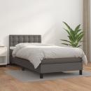 Boxspringbett mit Matratze Grau 100x200 cm Kunstleder