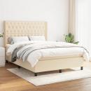 Boxspringbett mit Matratze Creme 140x200 cm Stoff