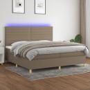 Boxspringbett mit Matratze & LED Taupe 200x200 cm Stoff