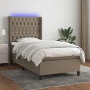 Boxspringbett mit Matratze & LED Taupe 100x200 cm Stoff