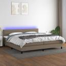 Boxspringbett mit Matratze & LED Taupe 200x200 cm Stoff