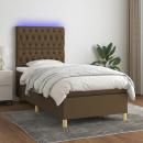 Boxspringbett mit Matratze & LED Dunkelbraun 90x200 cm Stoff