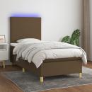 Boxspringbett mit Matratze & LED Dunkelbraun 90x200 cm Stoff